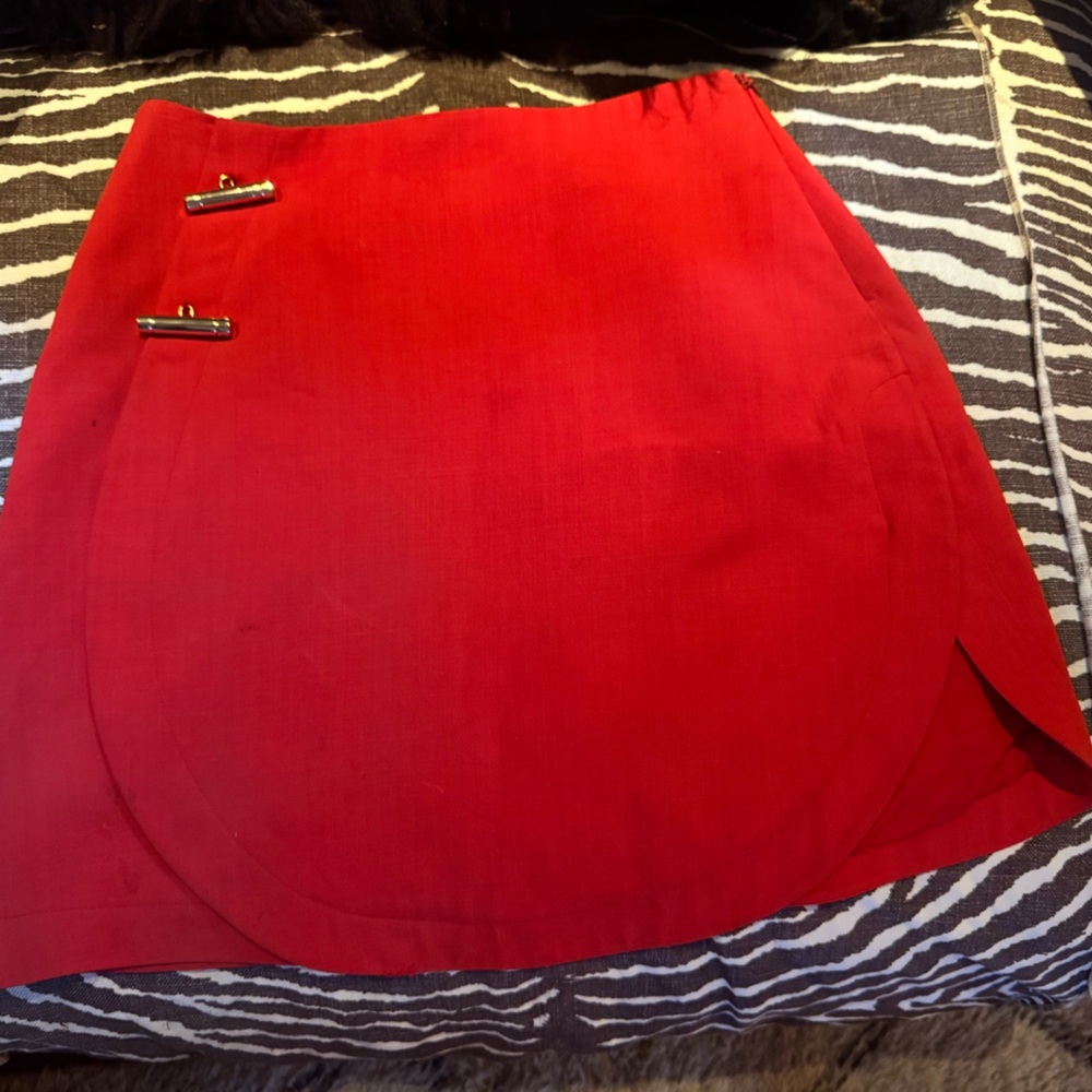 Derek Lam red summer wool mini skirt, size 4